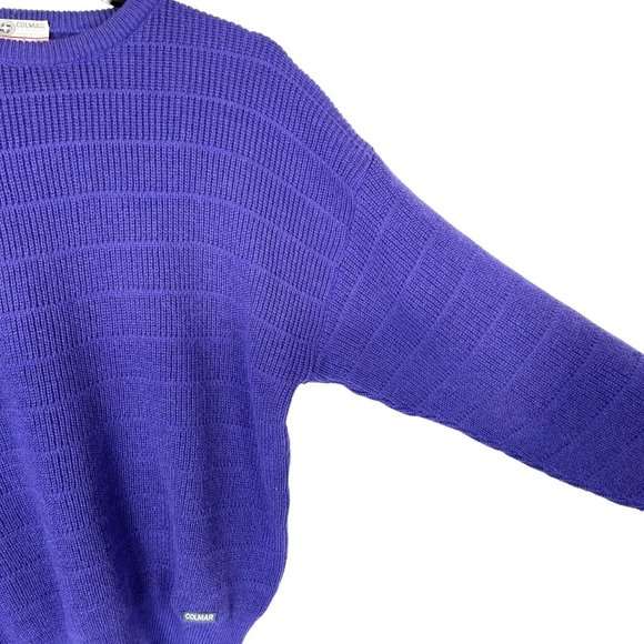 Vintage 80s Colmar Womens Oversized Wool Sweater in Purple Made in Italy Size 6 - Picture 3 of 7